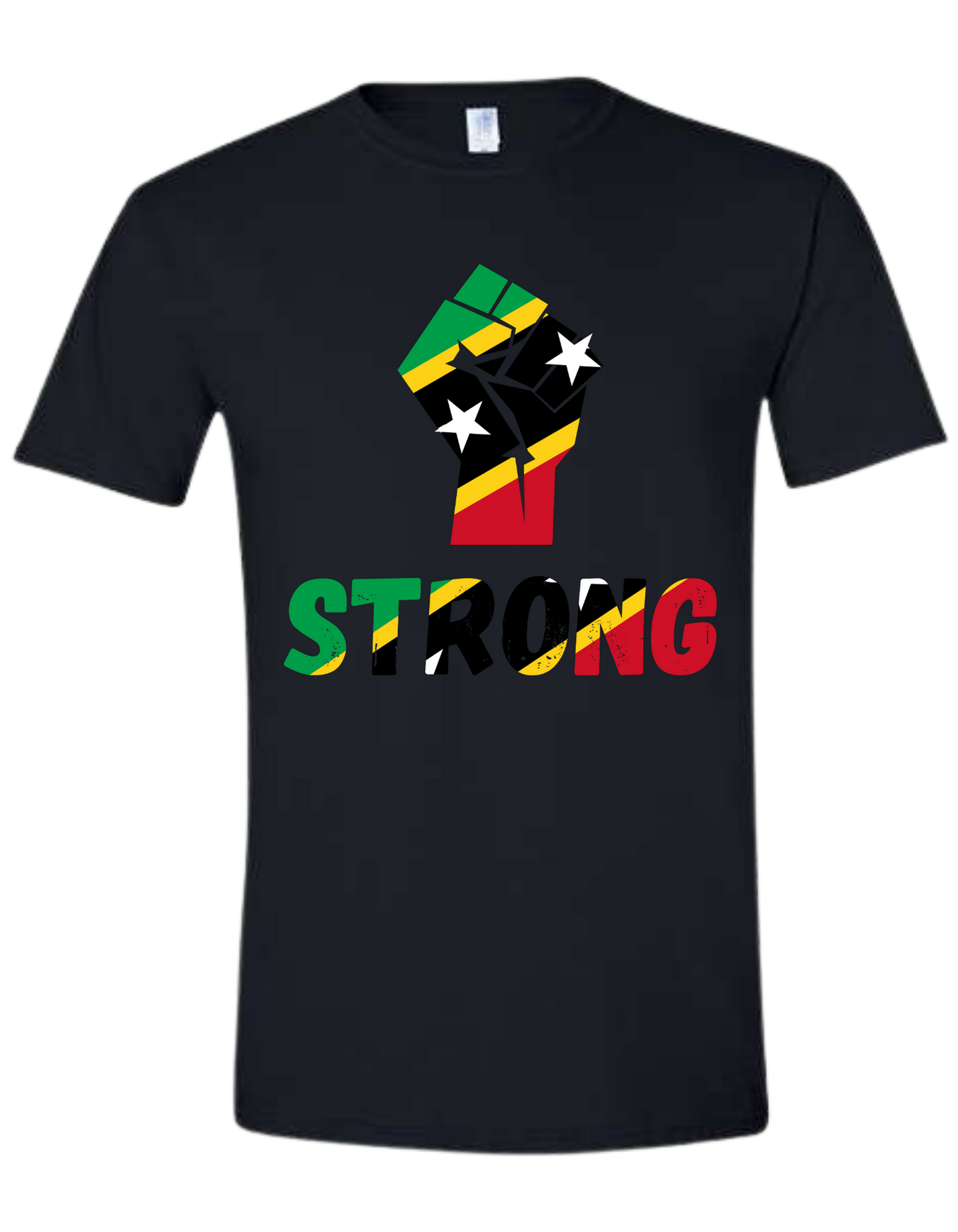 🇰🇳 St. Kitts & Nevis Strong Flag Fist T-Shirt – Empowerment & Pride Tee Black