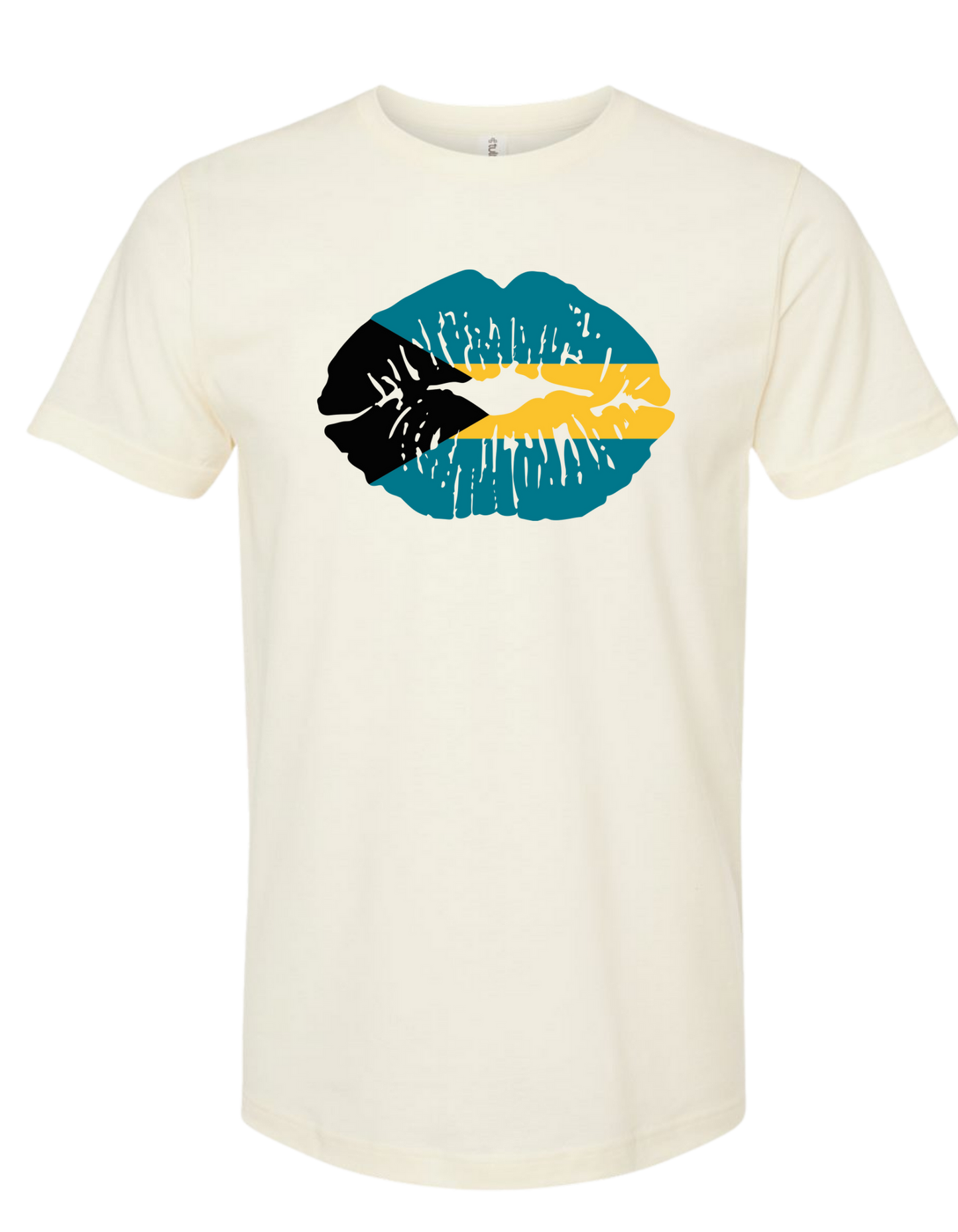Bahamas Lip Flag T-Shirt – Bold Caribbean Pride Natural Tee