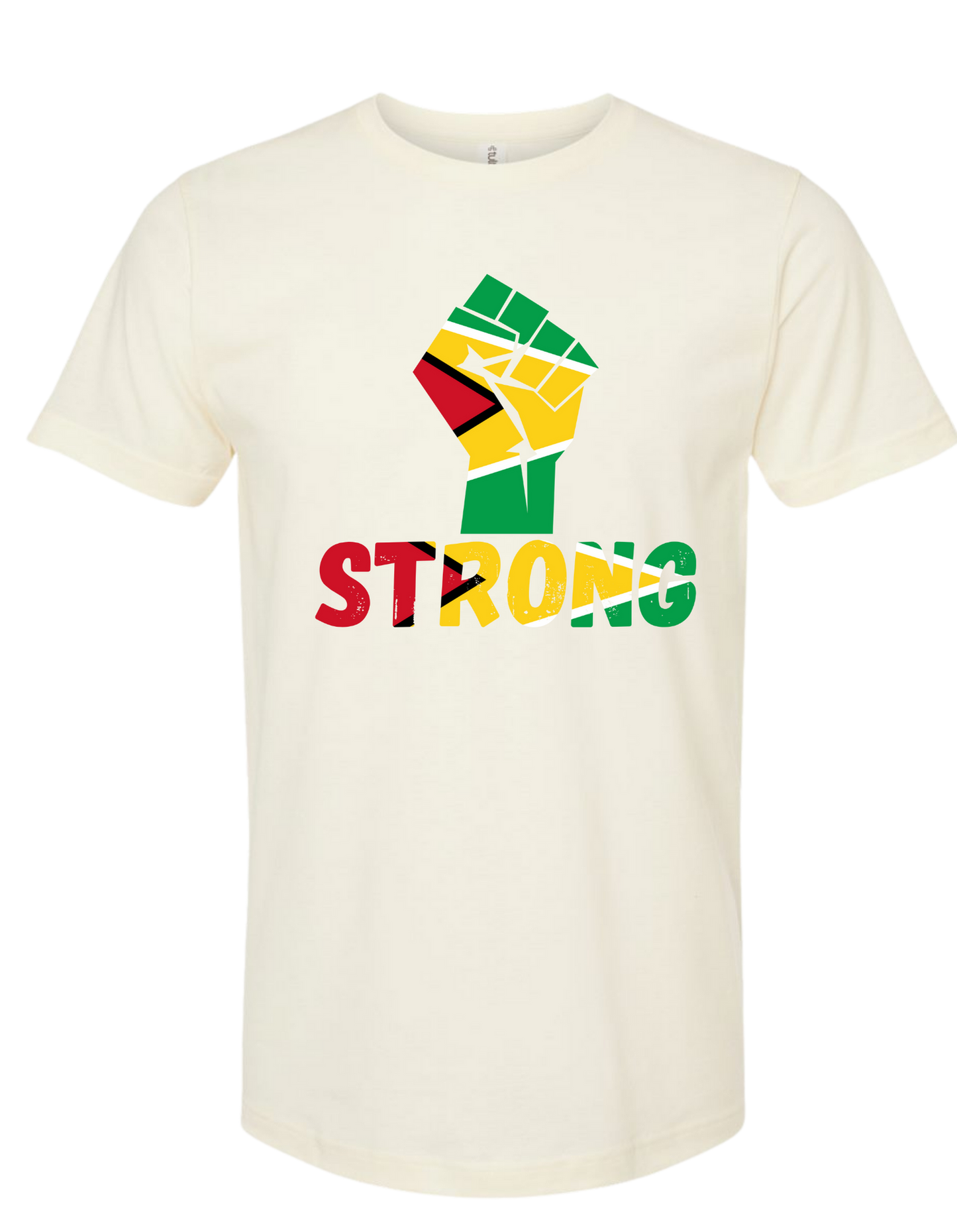🇬🇾 Guyana Strong Flag Fist T-Shirt – Empowerment & Pride Tee Natural