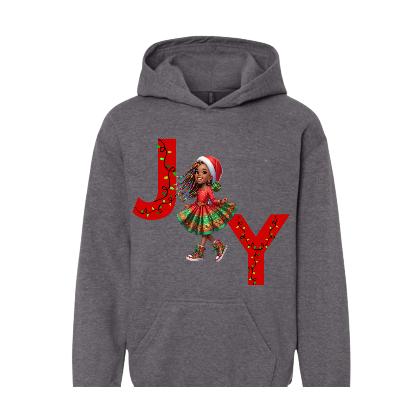 Black Girl Joy Christmas Hoodie - Gray