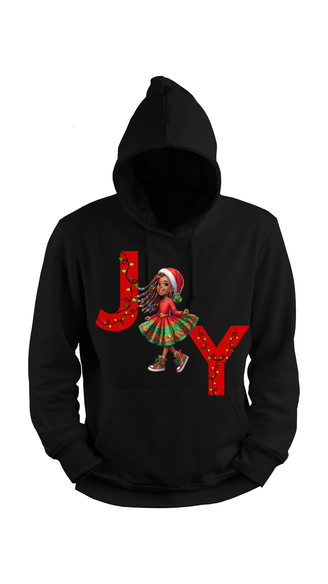 Black Girl Joy Christmas Hoodie - Black