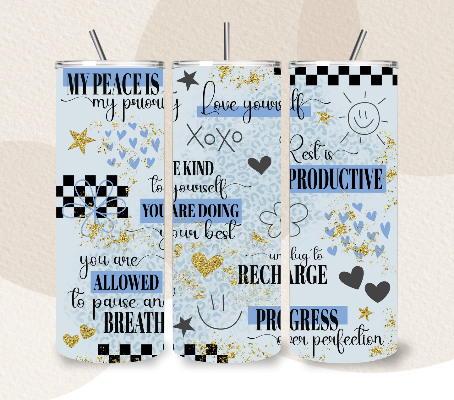 My Peace is My Priority 20oz Skinny Tumbler | Self-Care Motivational Mug