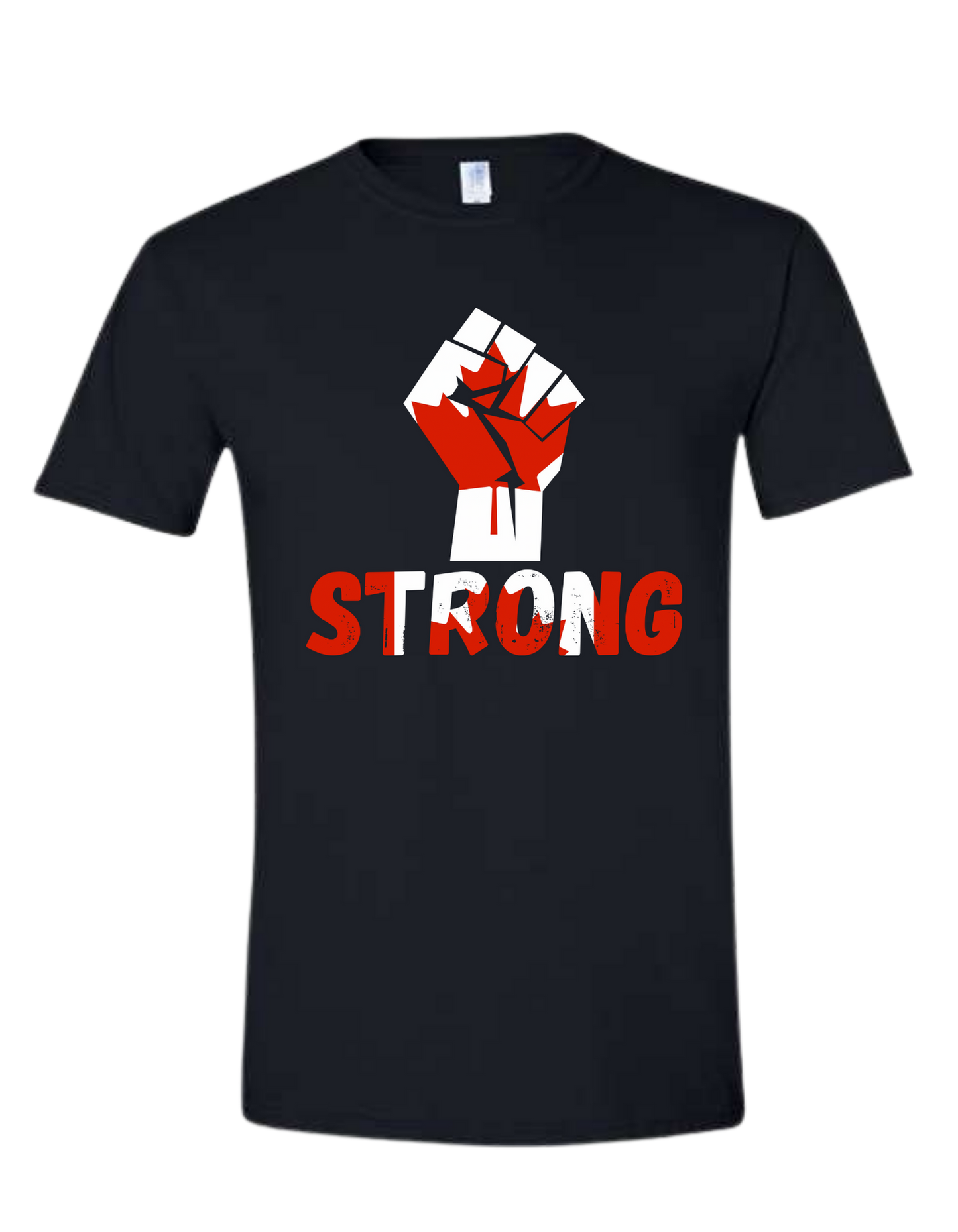 🇨🇦 Canada Strong Flag Fist T-Shirt – Empowerment & Pride Black Tee