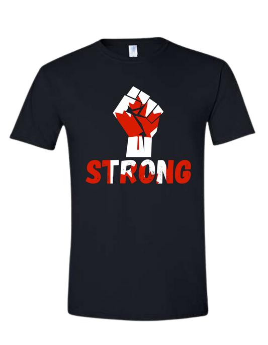 🇨🇦 Canada Strong Flag Fist T-Shirt – Empowerment & Pride Black Tee
