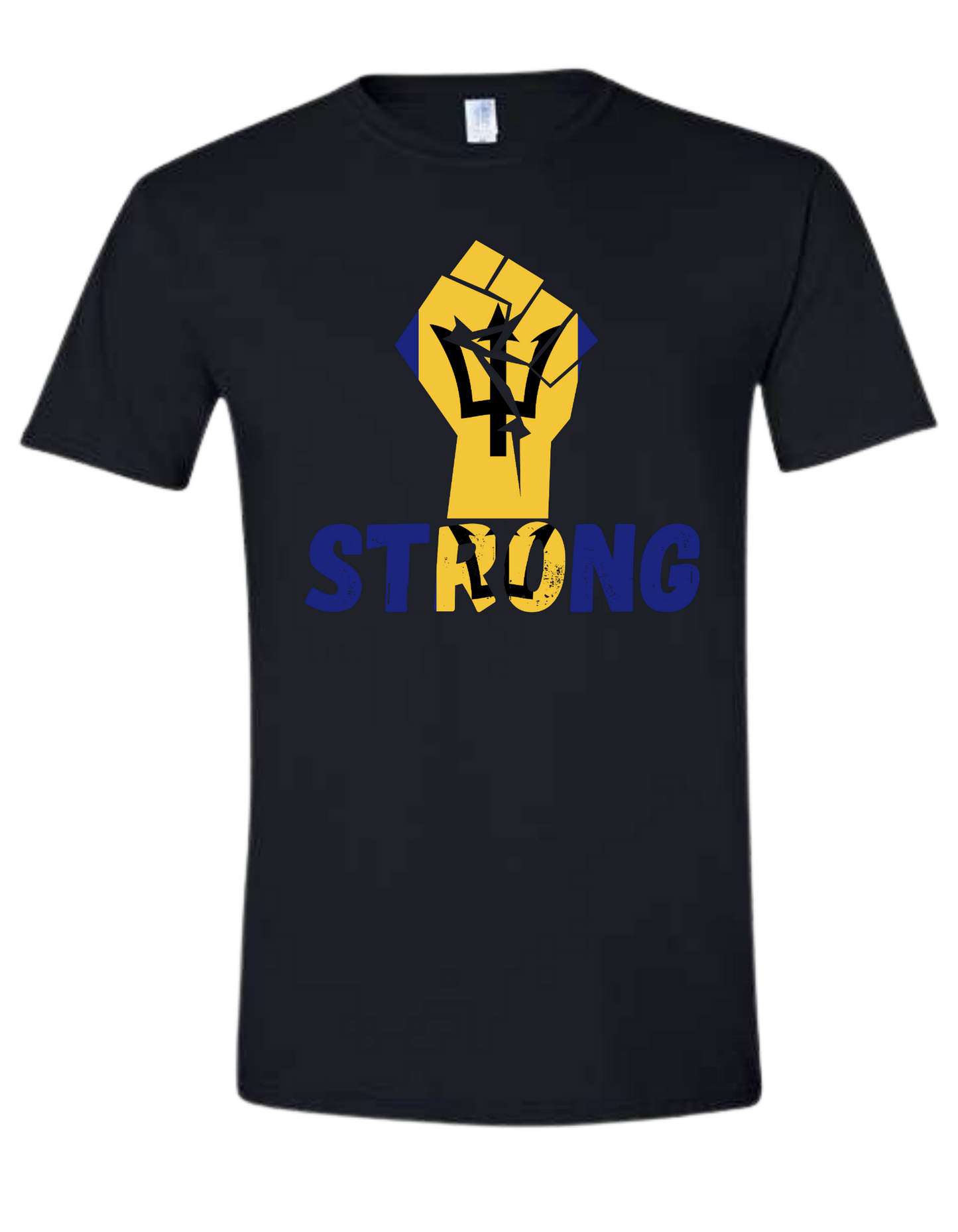 🇧🇧 Barbados Strong Flag Fist T-Shirt – Empowerment & Pride Black Tee