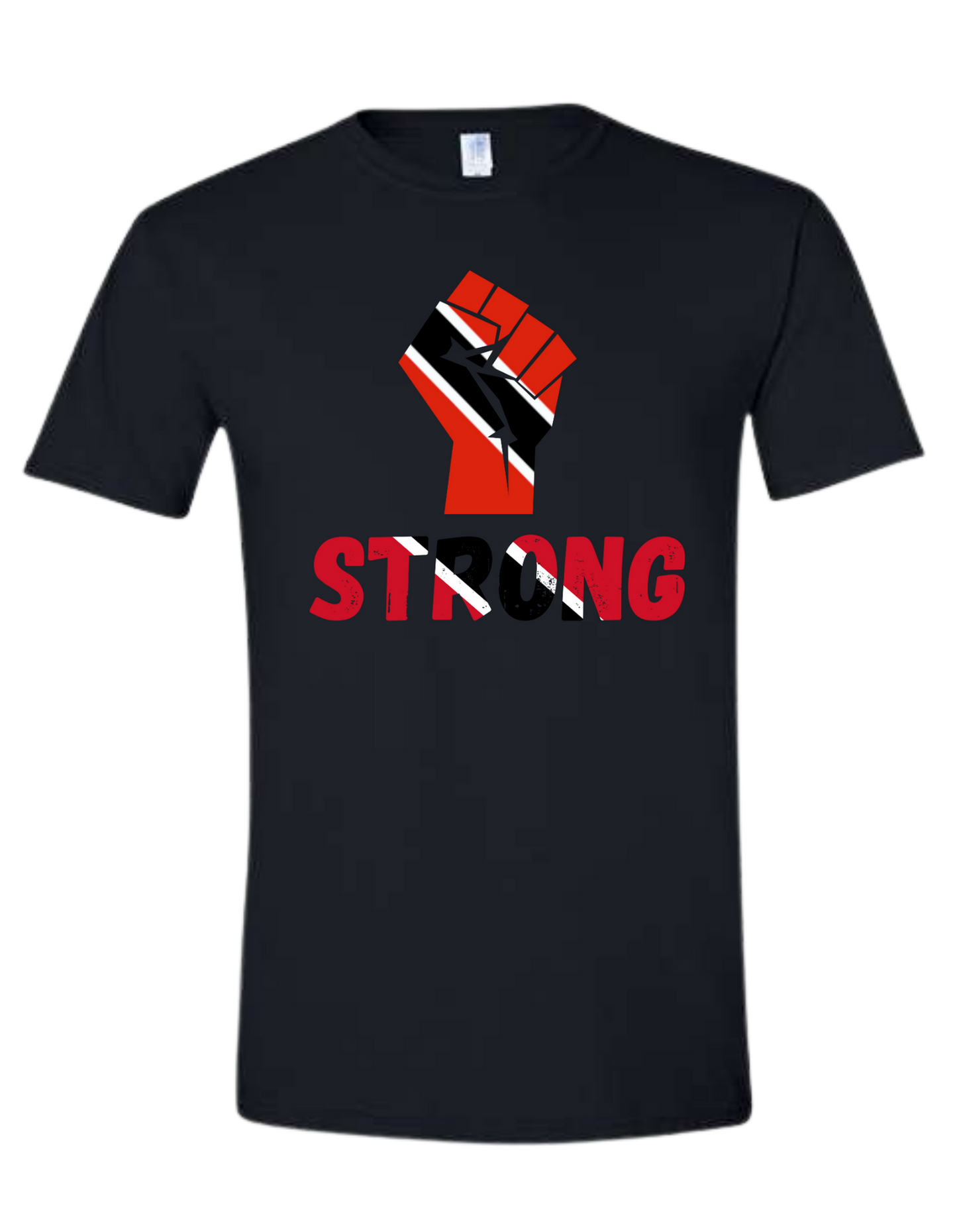 Trinidad Strong Flag Fist T-Shirt – Empowerment & Pride Black Tee🇹🇹