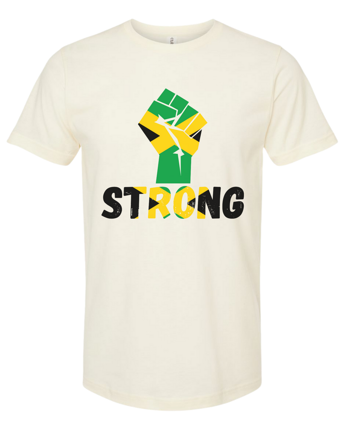 🇯🇲 Jamaica Strong Flag Fist T-Shirt – Empowerment & Pride Natural Tee