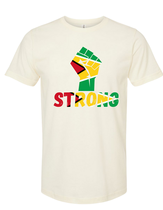 🇬🇾 Guyana Strong Flag Fist T-Shirt – Empowerment & Pride Tee Natural