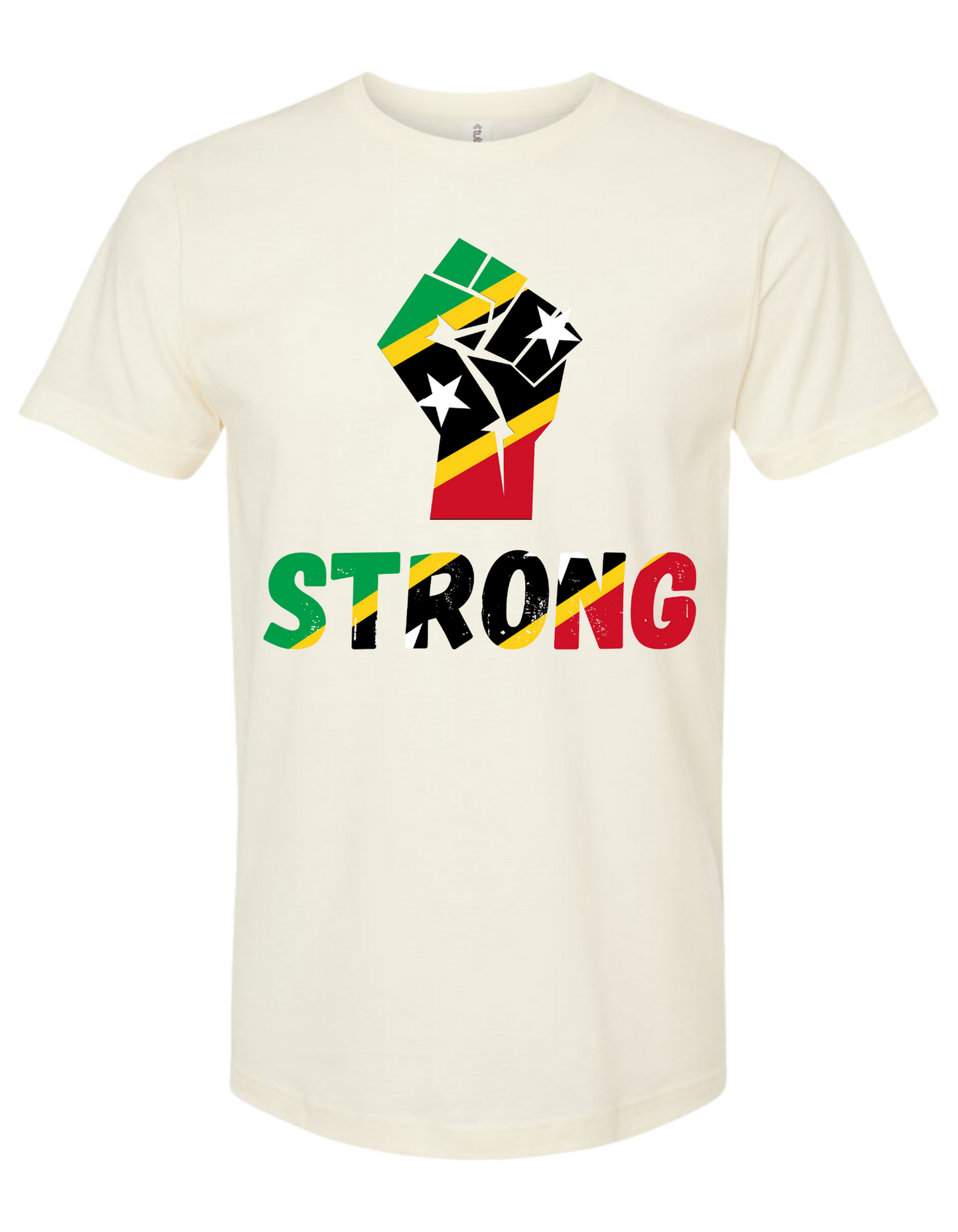 🇰🇳 St. Kitts & Nevis Strong Flag Fist T-Shirt – Empowerment & Pride Tee Natural