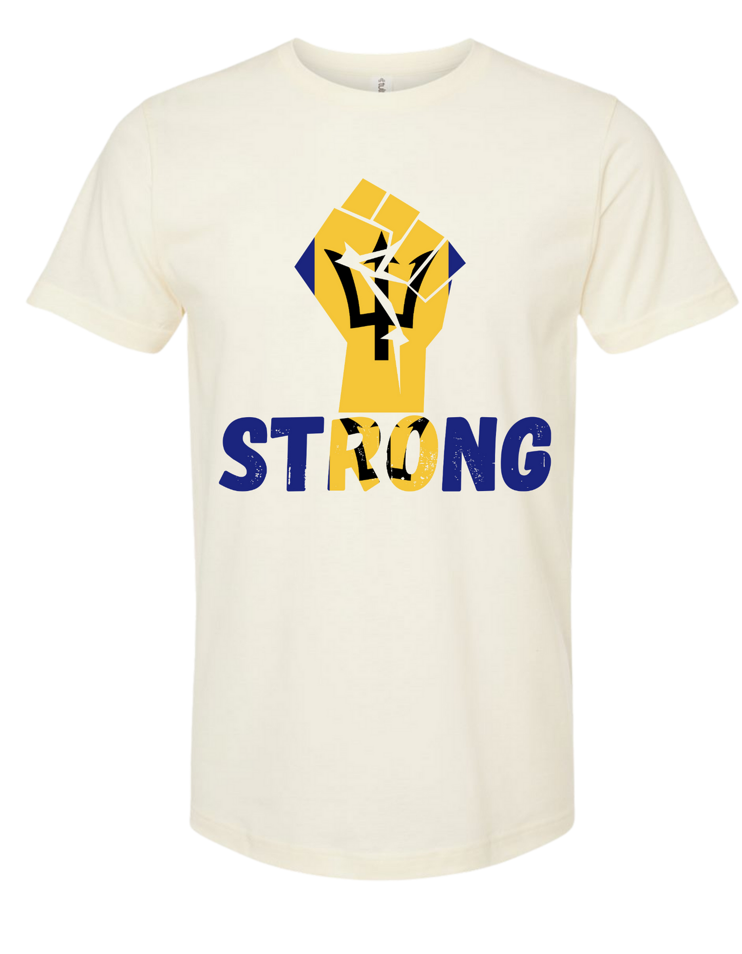 🇧🇧 Barbados Strong Flag Fist T-Shirt – Empowerment & Pride Natural Tee