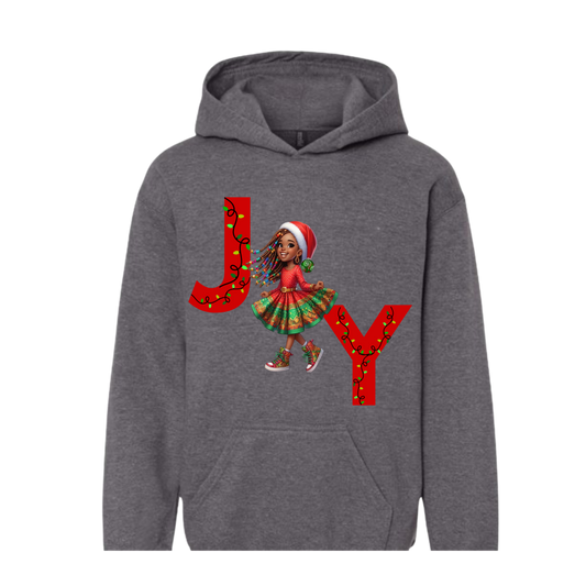 Black Girl Joy Christmas Hoodie - Gray