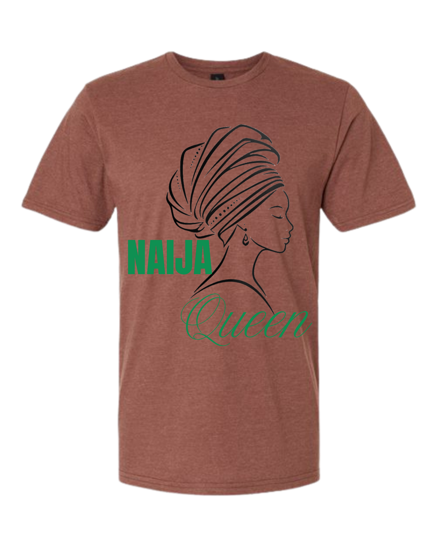 Naija Queen T-Shirt – Nigerian Pride Black Line Art Cocoa Mist Tee