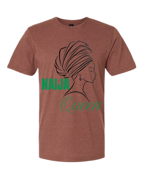Naija Queen T-Shirt – Nigerian Pride Black Line Art Cocoa Mist Tee