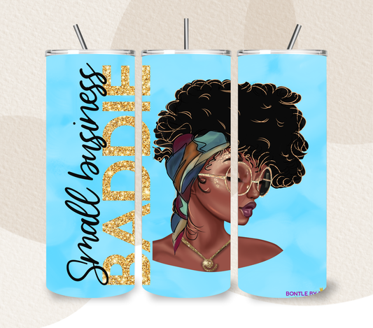 "Small Business Baddie" 20oz Skinny Tumbler | Black Girl Magic Entrepreneur Gift